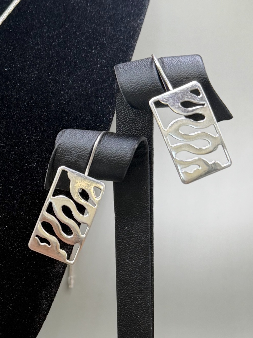 925 Sterling Silver Geometric Square earrings